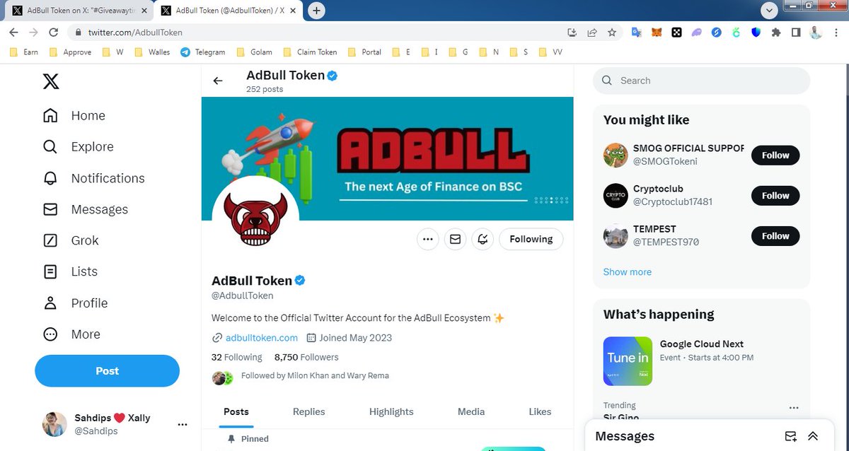 💥 Thank you for this incredible opportunity 🎉 $ADBULL Amazing campaign.

#BSC -
0xDaB771470c1d3e504d3FaecB1C03fC2151281EcA

@dipankarco
@AnniLeeAn
@Michaelpeterdo