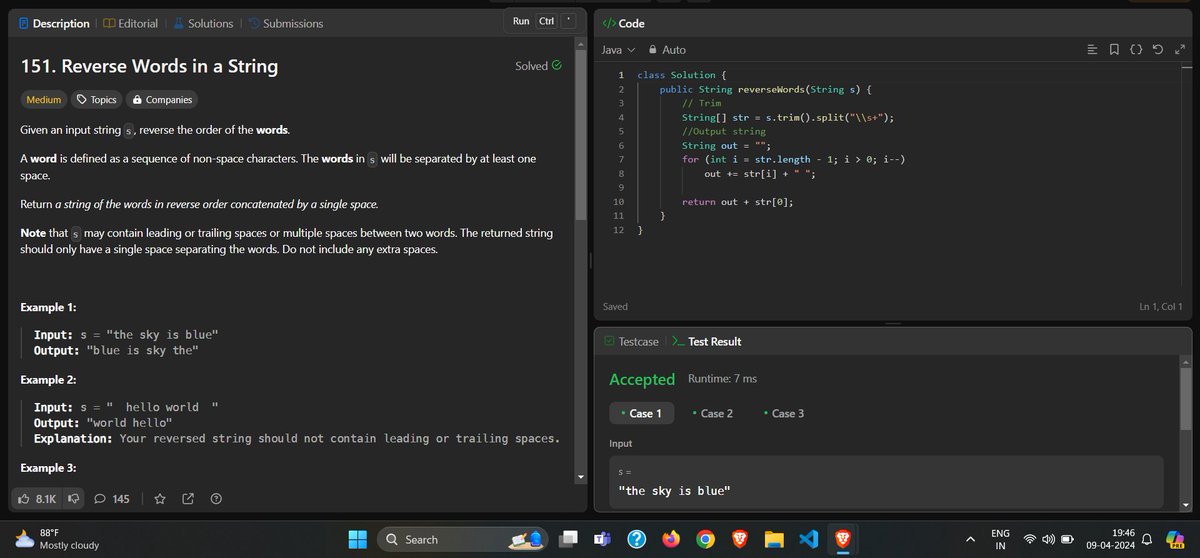 ashmit_mala's tweet image. 🚀Day 27 of #100DaysOfDSA: Explored string problems today - Sum of Beauty of Substrings & Reversing Every Word. Completed Step 5 of the sheet. Now onto LinkedLists, learning structure, operations, & problem-solving. Each step forward adds to the journey! 💪💡 #String #LinkedLists