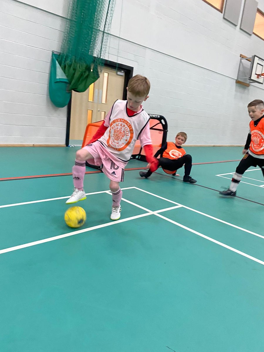 Bad weather won't stop us from having fun at Football Camp! ☂️ It's an indoor at Aspires Sports Hub. This morning the children took part in small-sided tournaments, crab football and technical practices helping players improve their skills ⚽🧡 @BlackpoolFC