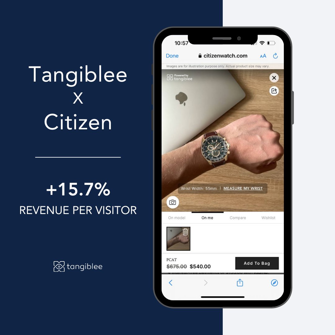 Discover how Tangiblee increased @CitizenApp company's revenue per visitor by addressing size and scale! ⌚ With the help of Tangiblee's Virtual Try-On solution, Citizen saw a 15.7% increase in revenue per visitor 📈 Schedule a free demo today: hubs.ly/Q02rZRf-0