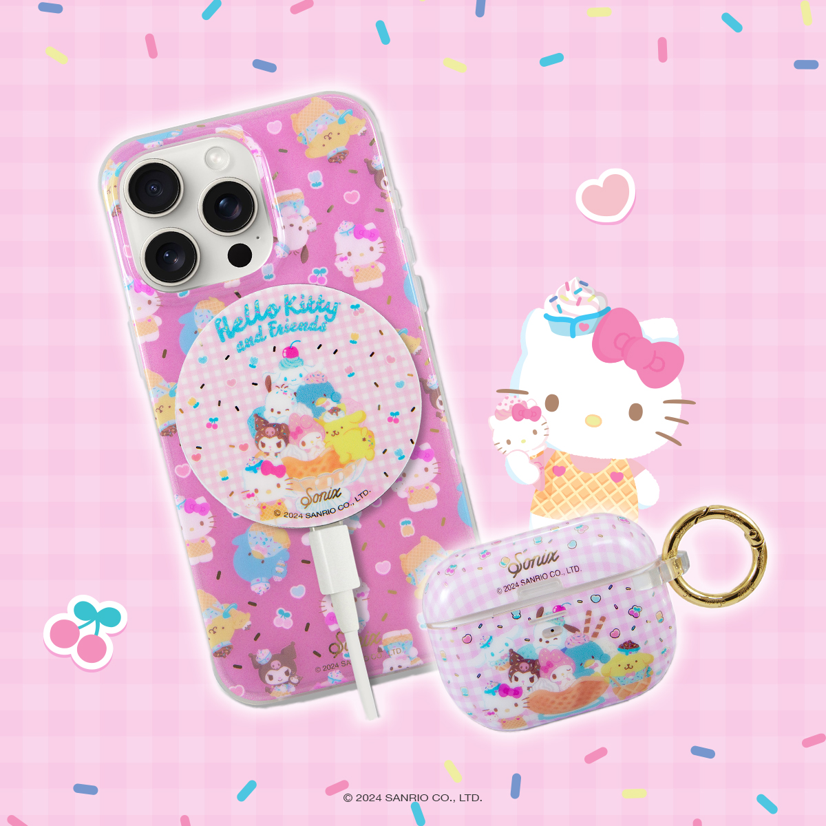 Cone or cup? 🍨🍦 Match your iPhone with the coordinating MagLink Charger and AirPods Pro Case by @shopsonix! 💕 Shop now: bit.ly/43OX7rr