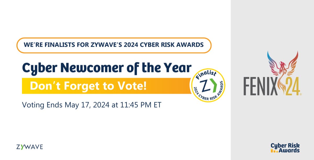 We’re a Finalist in @Zywave's Cyber Risk Awards! We need your help -- use your voice to select the overall winners by voting here: okt.to/QOMBFU 🗳️ We appreciate it! #CyberRiskAwards2024 #CyberRiskAwards2024Finalist