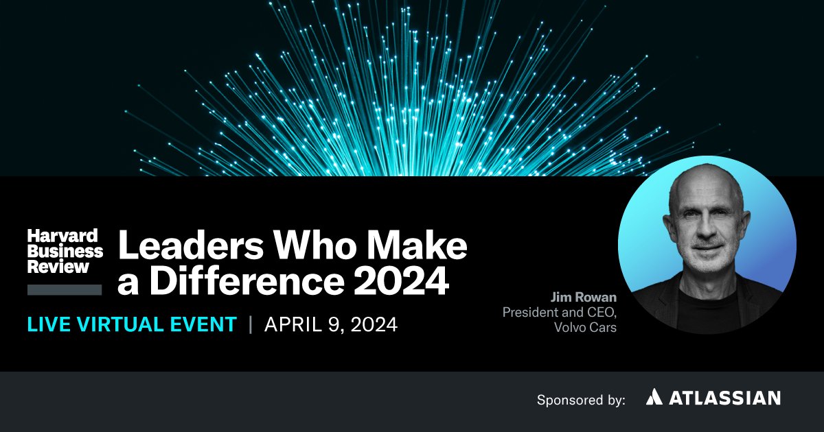 Jim Rowan, CEO @volvocars, joins HBR Editor in Chief Adi Ignatius for a discussion about EV innovation. #Leaders2024