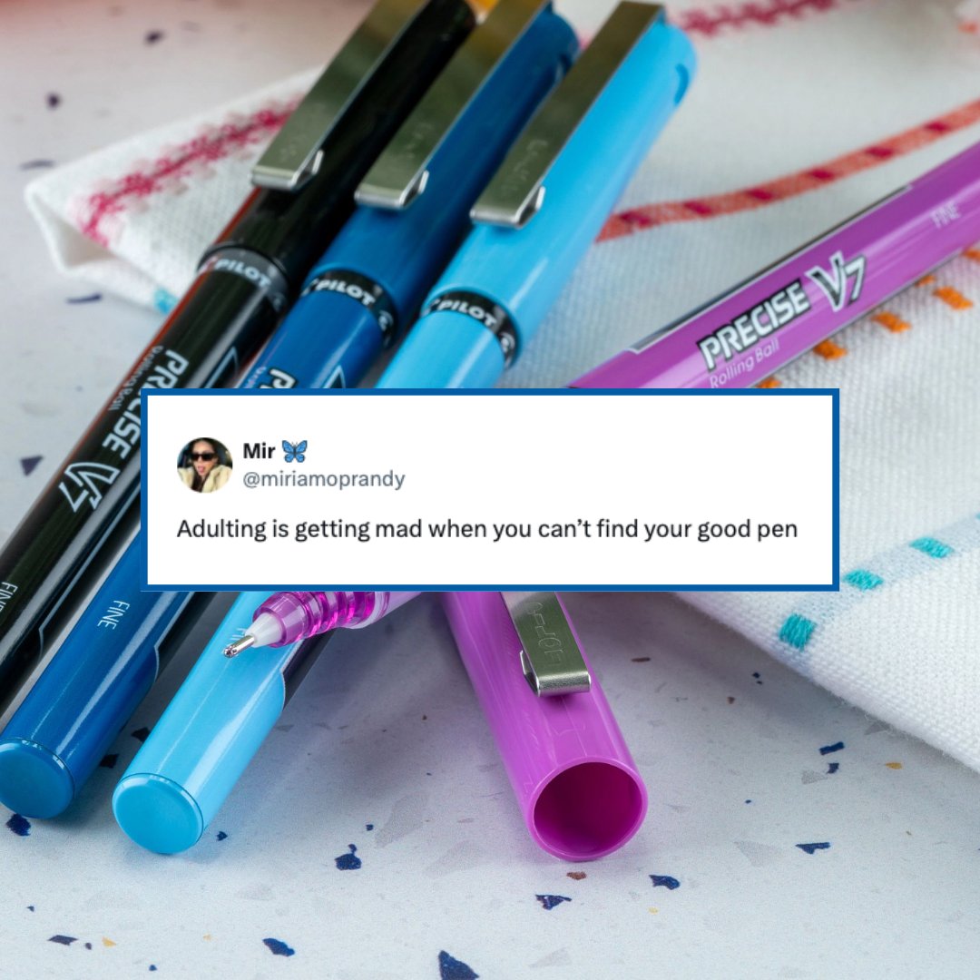 PilotPenUSA's tweet image. A very adult question: which Pilot pen is your go-to good pen? 🖊️

Tweet: @miriamoprandy

#powertothepen #pilotpen #pilotpenusa #precise #precisev7 #penlover #adulting