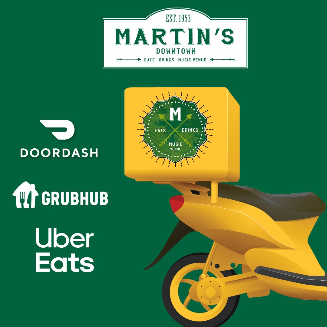 Martin’s will come to you! Have our tasty eats delivered directly to your door. Anytime, anyplace with Doordash, Uber Eats or Grubhub. bit.ly/3x56kiU #MartinsDelivers #MartinsDowntownJxn #SupportLocal #Delivery