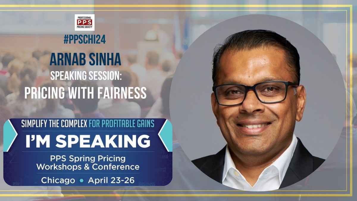 #PPSCHI24 keynote speaker Arnab Sinta of Boston Consulting Group will be leading a session discussing how to price with fairness. REGISTER HERE: buff.ly/49zcDZA