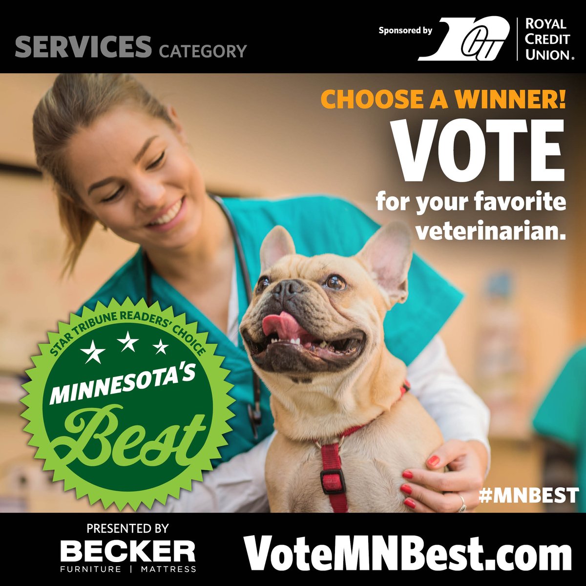 For our furry friends' health and happiness! 🐾 Vote for the vet that cares for your pets like family! Vote daily until April 17: Votemnbest.com #MNbest