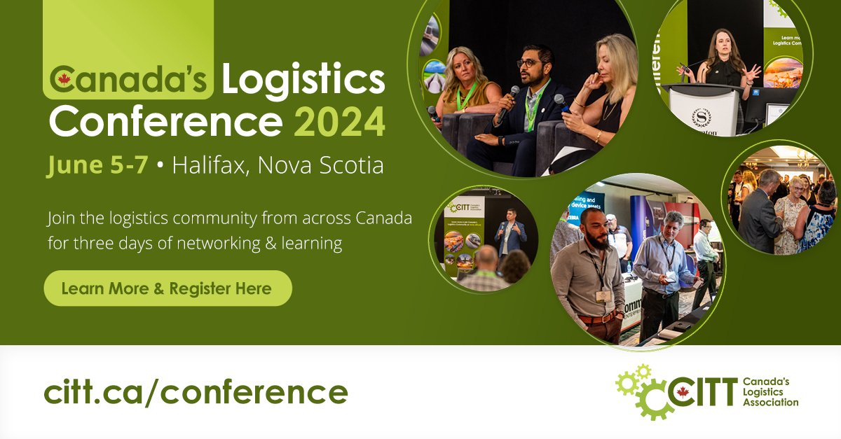 Our friends at @CITTLogistics are hosting their Canada's Logistics Conference in Halifax from June 5-7. This conference brings service providers together for valuable learning sessions & networking opportunities. To learn more and register, visit citt.ca/conference.