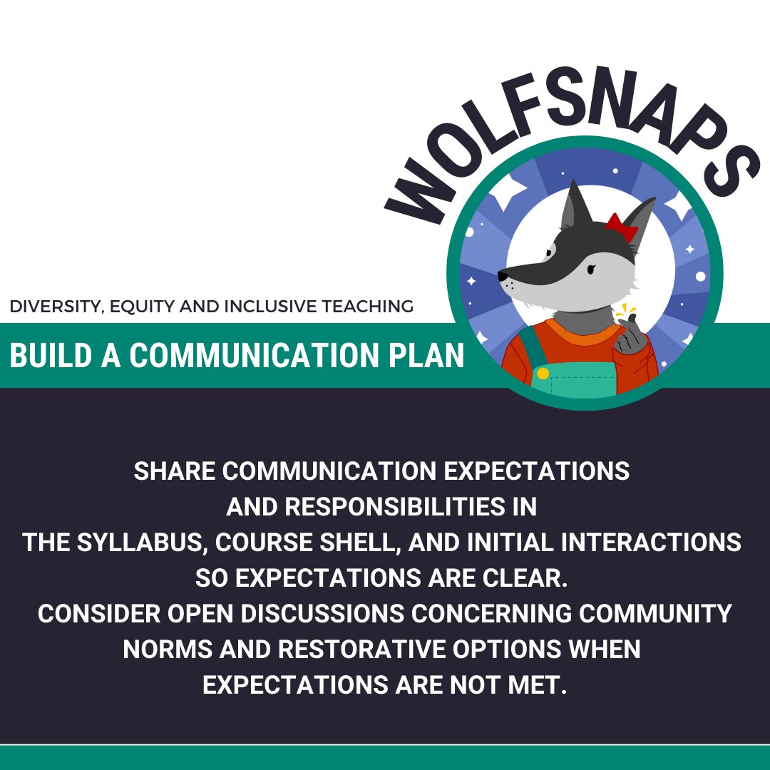 It’s #DEITipTuesday @NCState! This week, we pull from our #InclusiveTeaching #WolfSNAPS to talk about #CommunicationPlans @NCStateOIED @NCStateOFE @NCStateWiT @WolfpackAtWork @ncsulibraries 
reporter.ncsu.edu/link/coursevie…