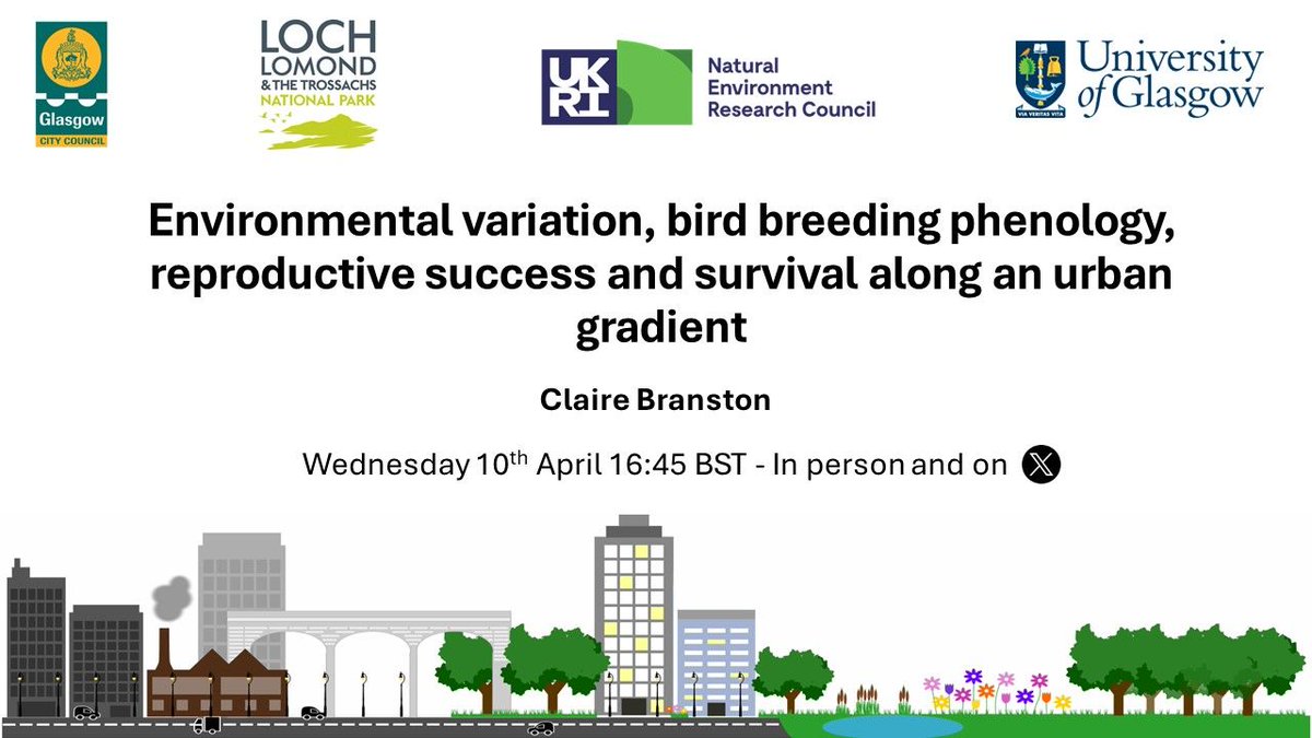 I'm excited to be at BOU Urban Birds conference #BOU2024 and to be presenting some of my recent work with @GlasgowUrbanEco in #SESH4. I'll be chatting about what is driving differences in Blue Tit reproductive parameters and population growth. Come and say hi 👋 #ornithology