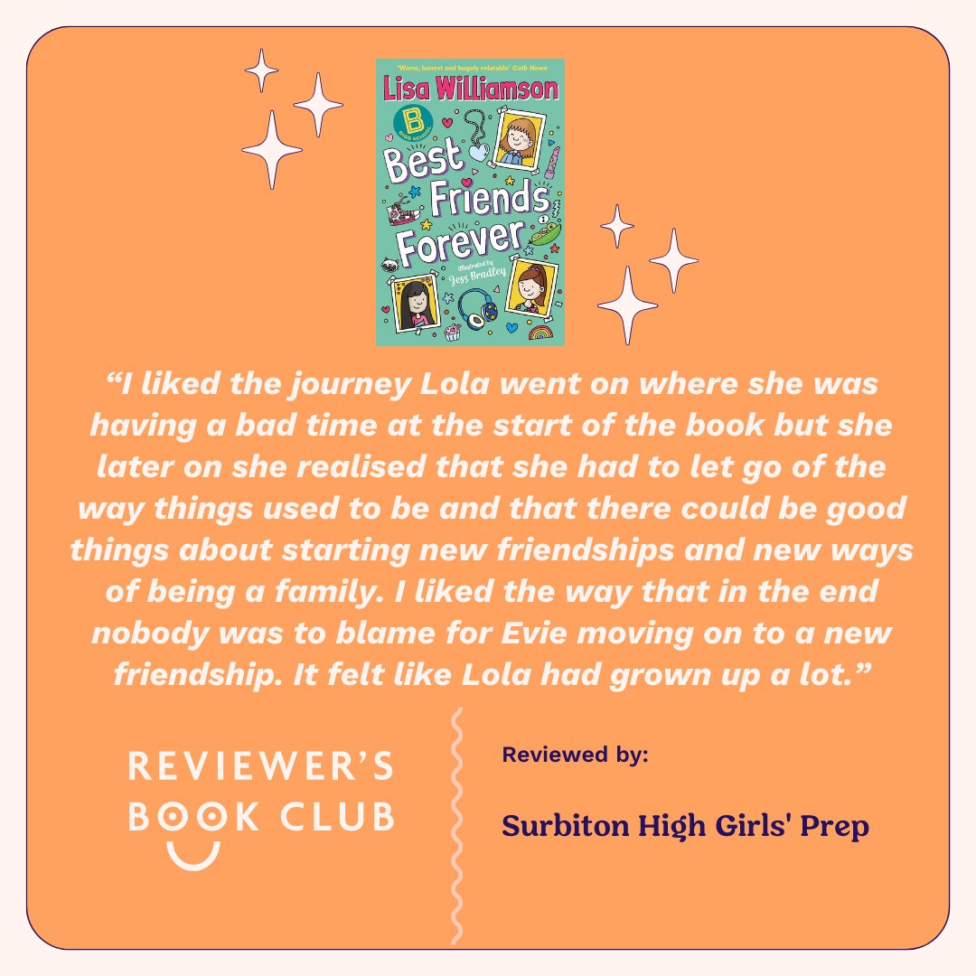 Being read and reviewed in the #RR_ReviewersBookClub today we have, Best Friends Forever, reviewed by Surbiton High Girls' Prep.
Read the review here:
wherereadingrocks.com/2024/04/04/bes…

@lisa_letters
@VenkmanProject
@guppybooks

#novel #family #friendship #KS2 #middlegradefiction