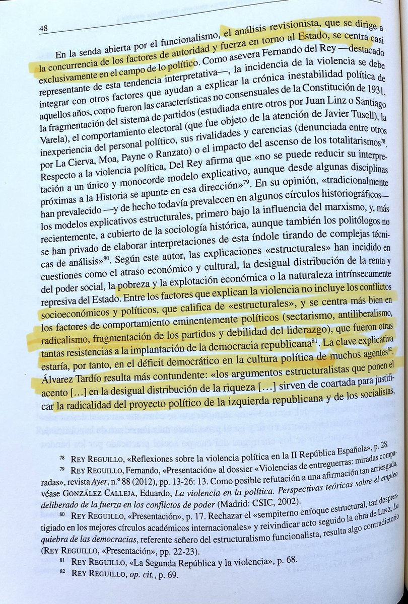 Esto de González Calleja sobre la diferencia entre el negacionismo franquista y el revisionismo académico conservador sobre la violencia en la II República.