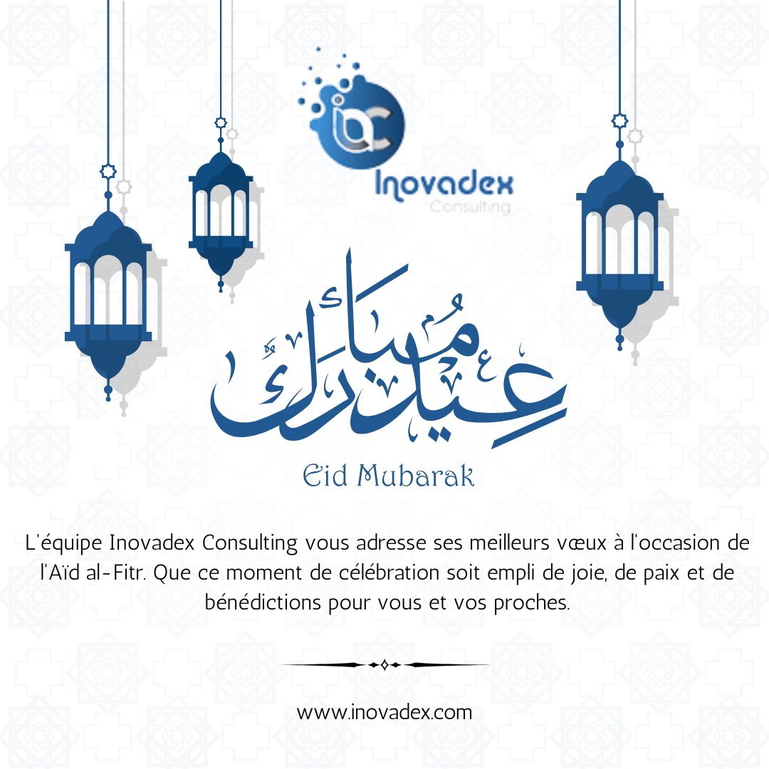 inovadex's tweet photo. L'équipe d'Inovadex Consulting vous adresse ses meilleurs vœux à l'occasion de l'Aïd al-Fitr. Que ce moment de célébration soit empli de joie, de paix et de bénédictions pour vous et vos proches. 

#AïdMubarak #InovadexConsulting #Célébration https://t.co/EOFhKRZ2Q9