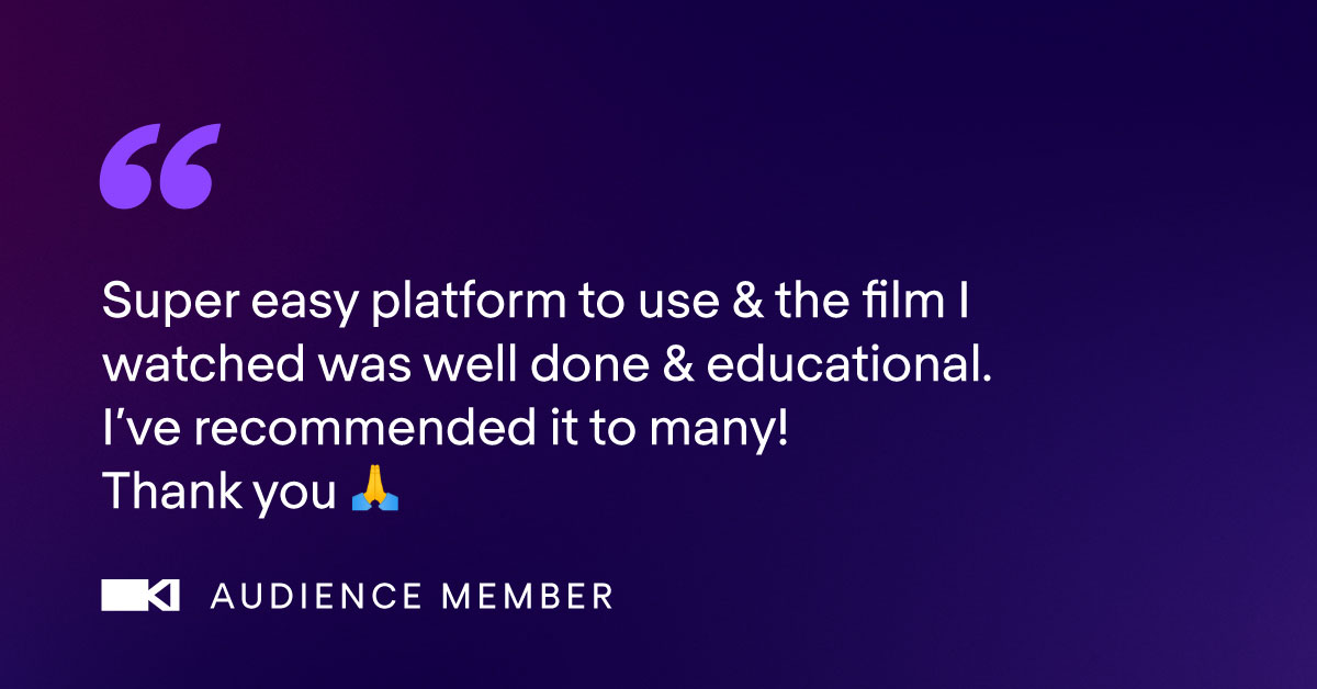 ⭐⭐⭐⭐⭐ 'Super easy platform to use & the film I watched was well done & educational. I've recommended it to many! Thank you 🙏' Thank you to this Kinema audience member for the glowing review! #testimonialtuesday #filmdistribution