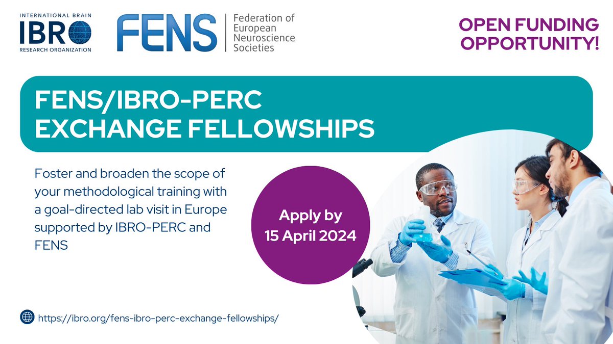 Have you ever thought about a short lab visit to complement your training? Learn + about the FENS/IBRO-PERC Exchange Fellowships & how they can help you: ow.ly/3rbl50R949W Open to: PhD students & postdocs in Europe @FENSorg @JLLanciego @karagogeos @srikipedia @NassiPapoutsi