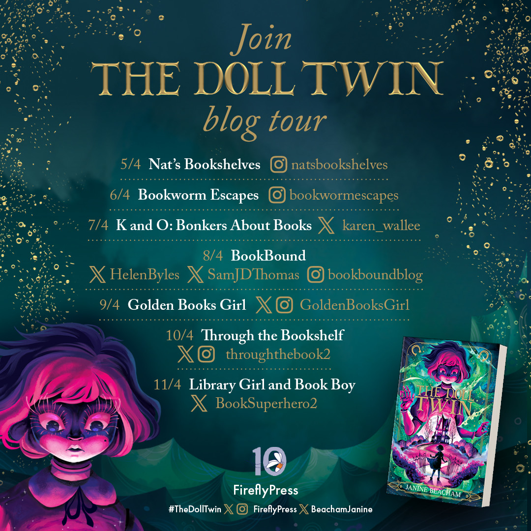 My turn tomorrow on the Blog Tour for the brilliant #TheDollTwin! Very excited! @BeachamJanine @FireflyPress