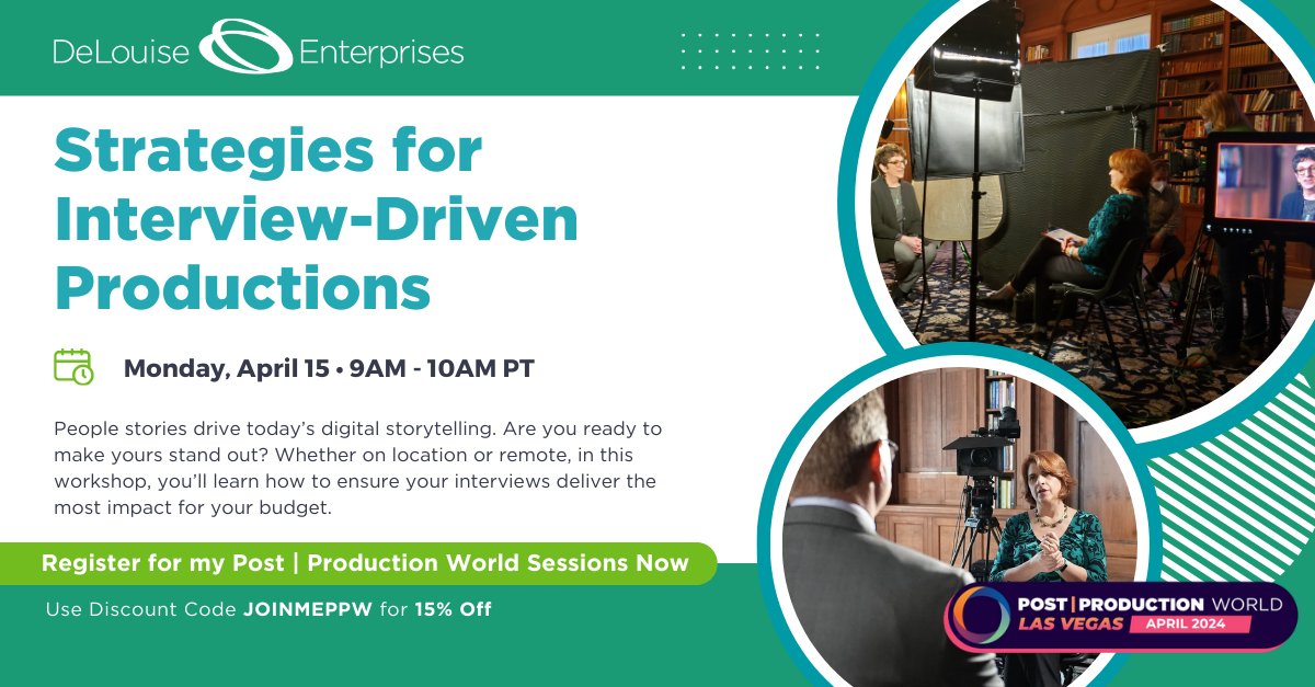 Master interview techniques & streamline workflow! Join me at #PostProduction World (@FMC_Conferences) on 4/15 at 9am PT for my session 'Strategies for Interview-Driven #Productions.' Use discount code JOINMEPPW for 15% off: ppw-conference.com