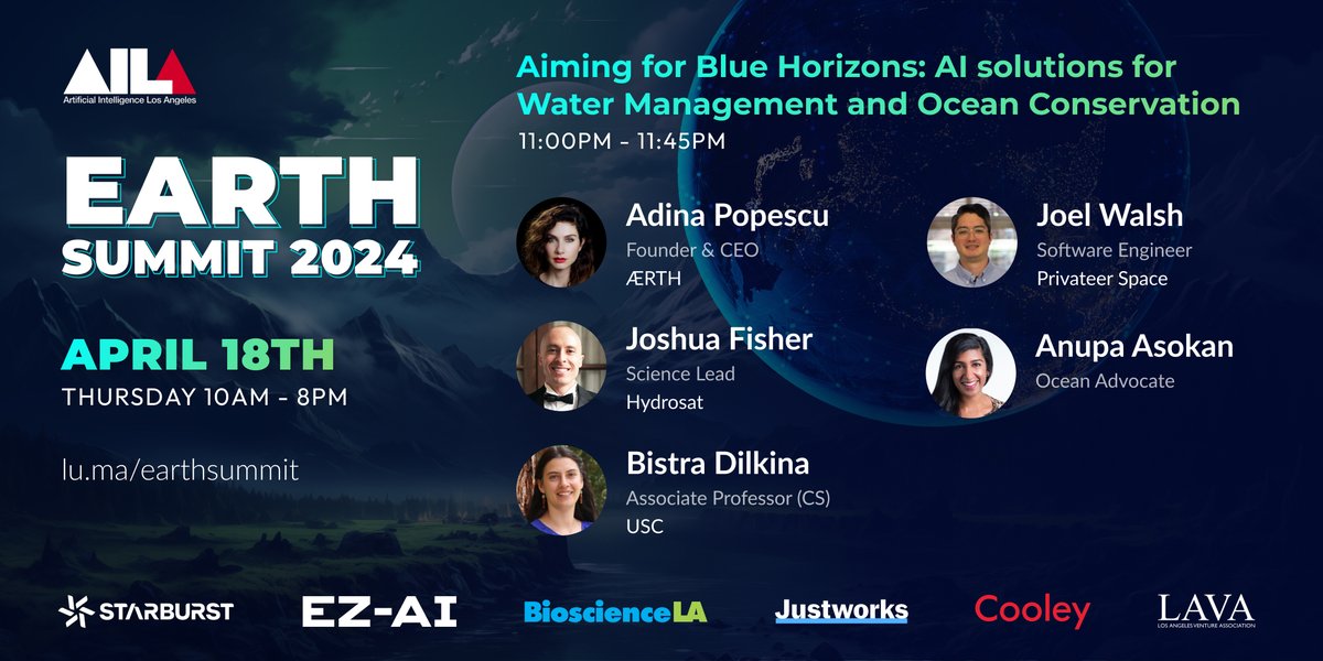 Announcing our second Earth Summit 2024 panel: Aiming for Blue Horizons! Earth Summit is coming up fast on April 18th, and will take place at the newly-opened UCLA South Bay campus. Register today at: lu.ma/earthsummit. Tickets are limited and in high-demand!