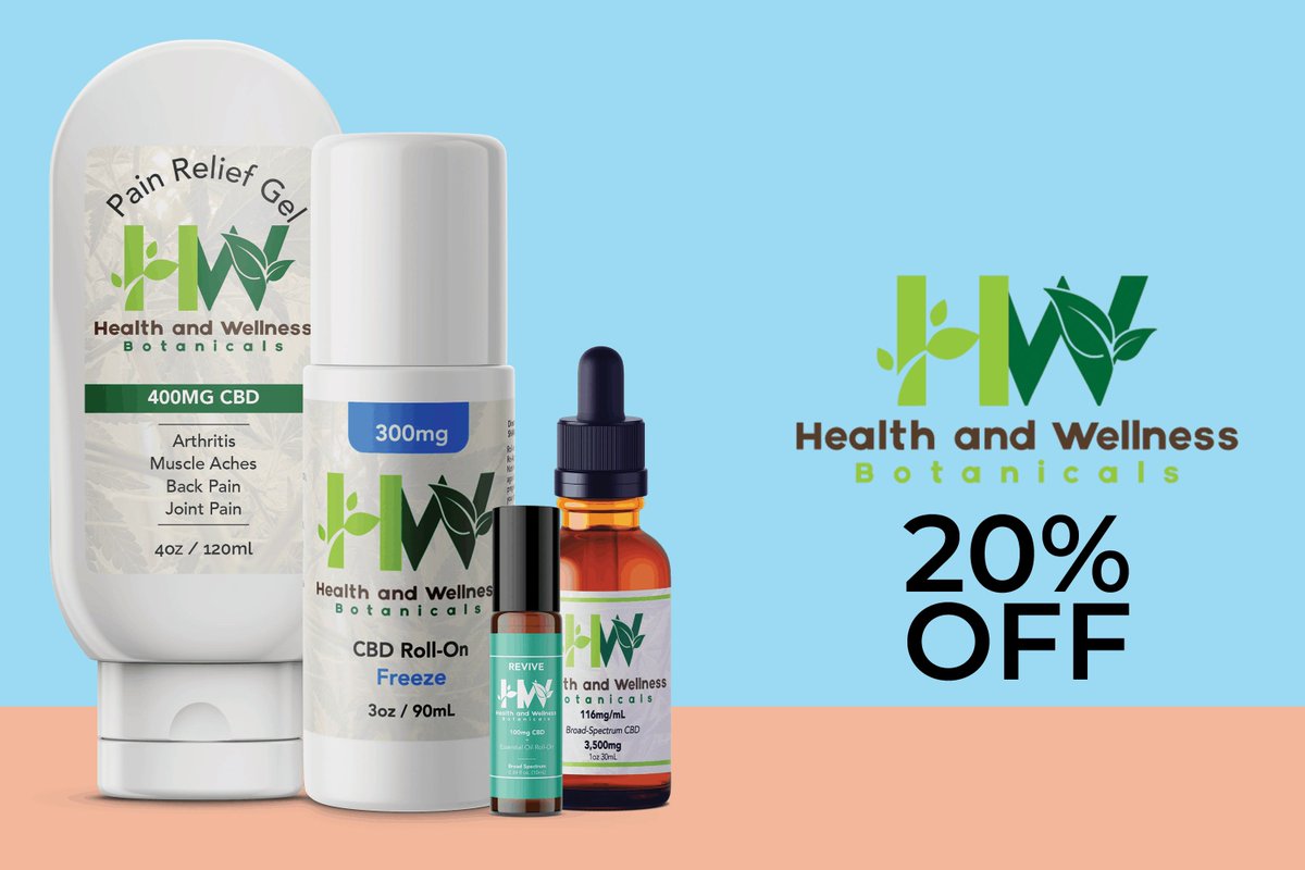 Get your health on track with our coupon! 🌱💪 Take 20% off your entire purchase at Health and Wellness Botanicals using coupon code save20. Shop now: buff.ly/49xAQj3 #CBD #health #discount