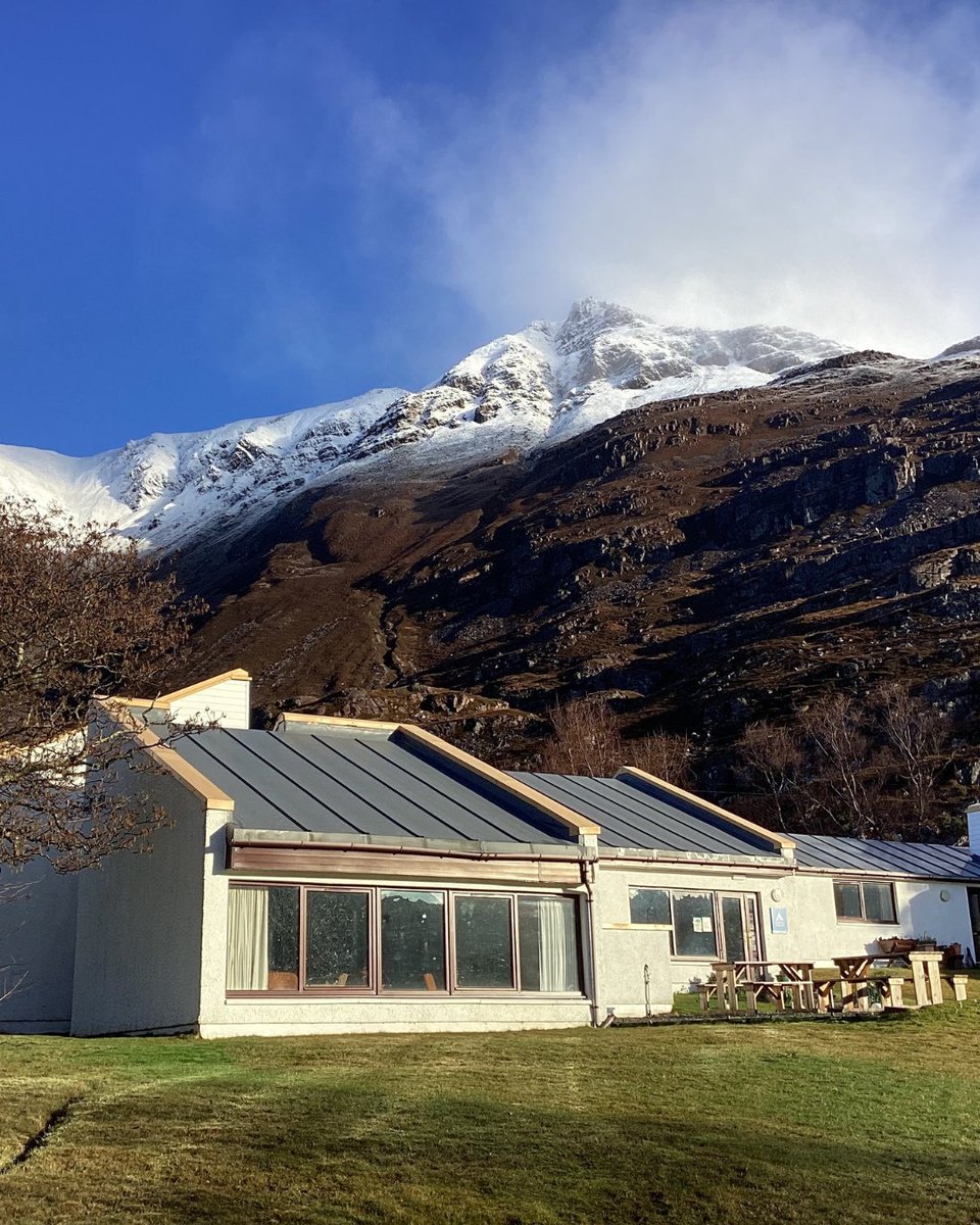 The stunning snowy mountain tops overlooking our Torridon Youth Hostel 💙 @visitscotland @hihostels #torridon #snow #mountains #viewsforsays #views #scottishhighlands