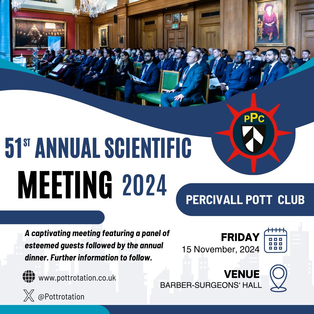 Save the date! 🗓️ We're excited to invite you all to the 51st Percivall Pott ASM on 15 November 2024! Mark your calendars and stay tuned as we unveil our exceptional line up of guest speakers! @pramodachan @srin_ran @YaghmourKhaled @izzidrummond @dr_dferguson @drfrank0by