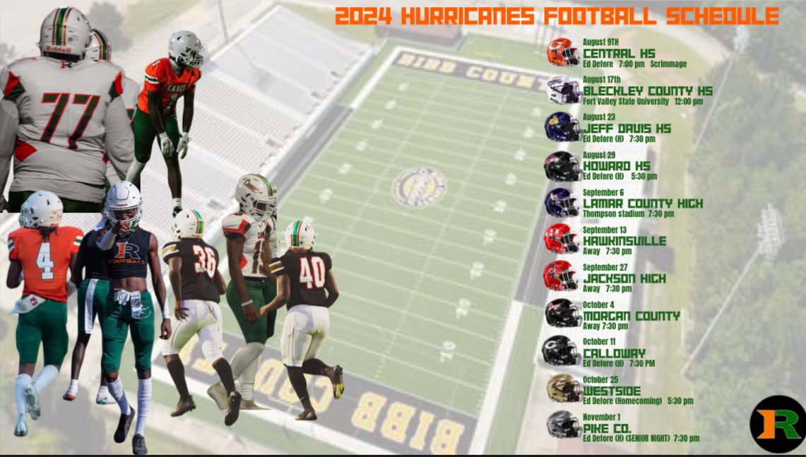 Rutland High School 2024-2025 Football Schedule.