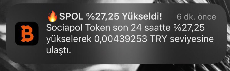 $SPOL son 24 saatte %27.24 yükselerek 0.00439253 seviyesine ulaştı! Bu, projemizin güçlü ve istikrarlı büyüme potansiyelini gösteriyor. Gelecek için büyük umutlarla doluyuz ve yükselişin devam edeceğine olan inancımız tam! 💪📈 #SociaPol #kriptopara #umut #başarı