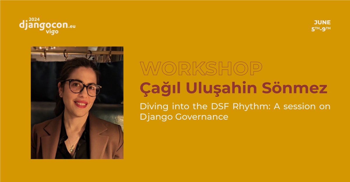 🎙️ WORKSHOP: Diving into the DSF Rhythm: A session on Django Governance by Çağıl Uluşahin Sönmez (@cagilulusahin) 2024.djangocon.eu/talks/schedule/ 🎟️ Grab your ticket: pretix.evolutio.pt/evolutio/djceu… #djangoconeurope #python #django #conference