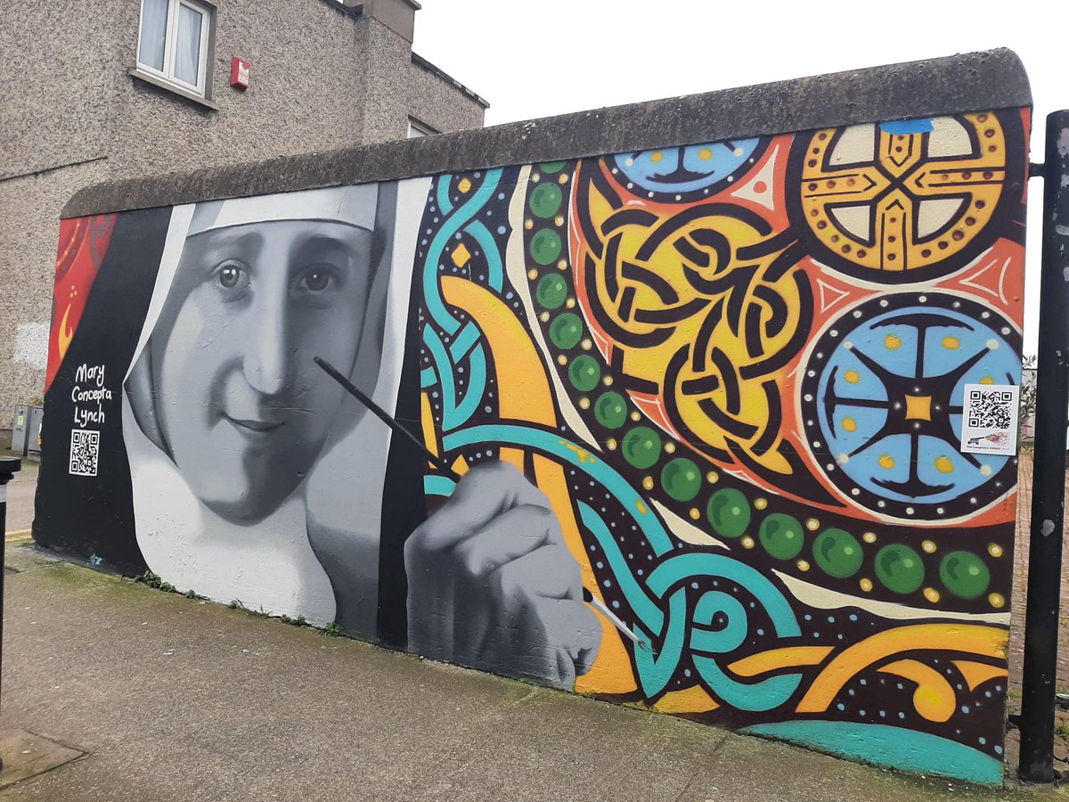 A great mural in Dun Laoghaire to honour the artistic work of Dominican sister, Concepta Lynch OP. More on her here: dib.ie/biography/lync…