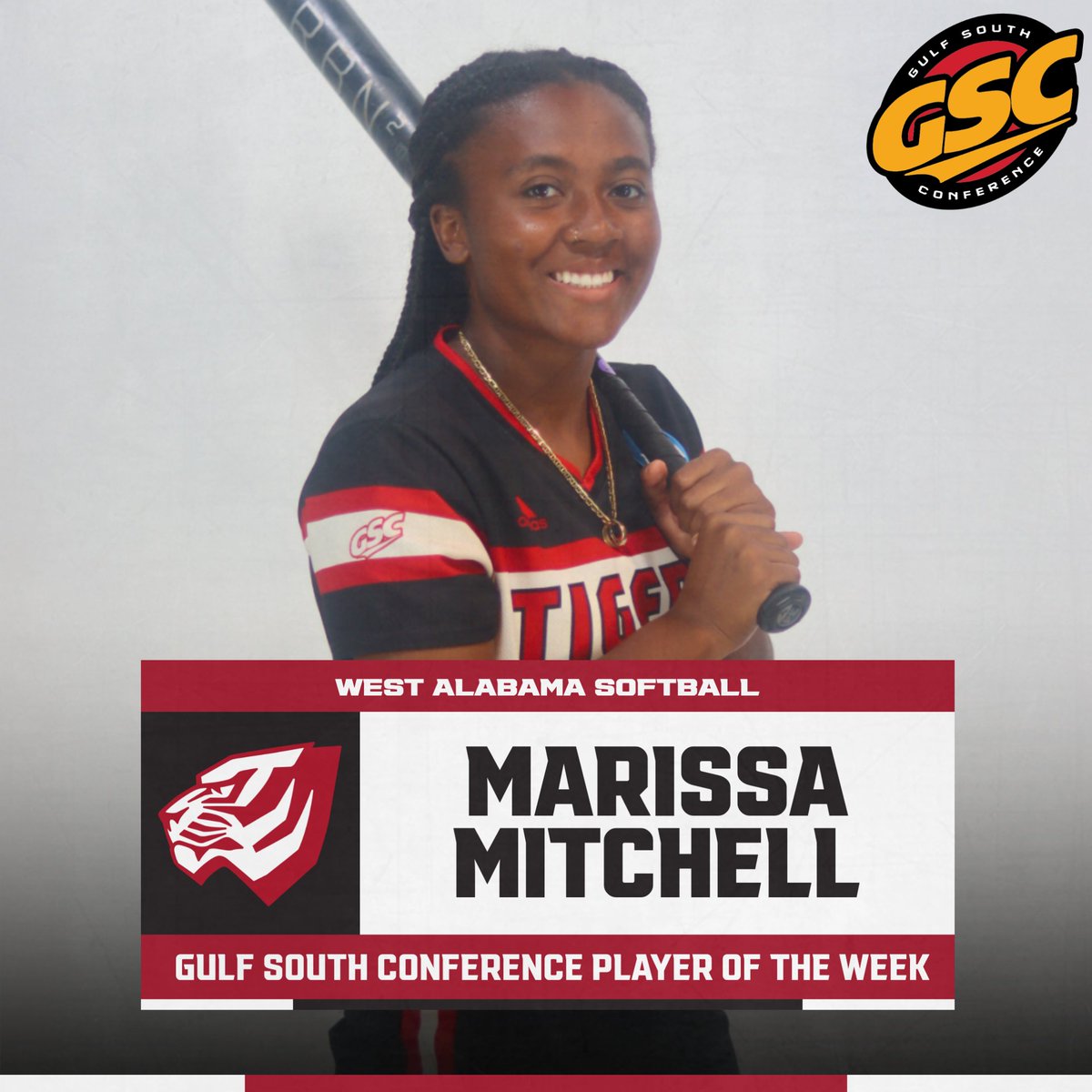 Marissa Mitchell wins her SECOND Gulf South Conference Player of the Week award of the season! RELEASE: bit.ly/3PXa6BH #WeAreWest | #UWAAthletics | #US
