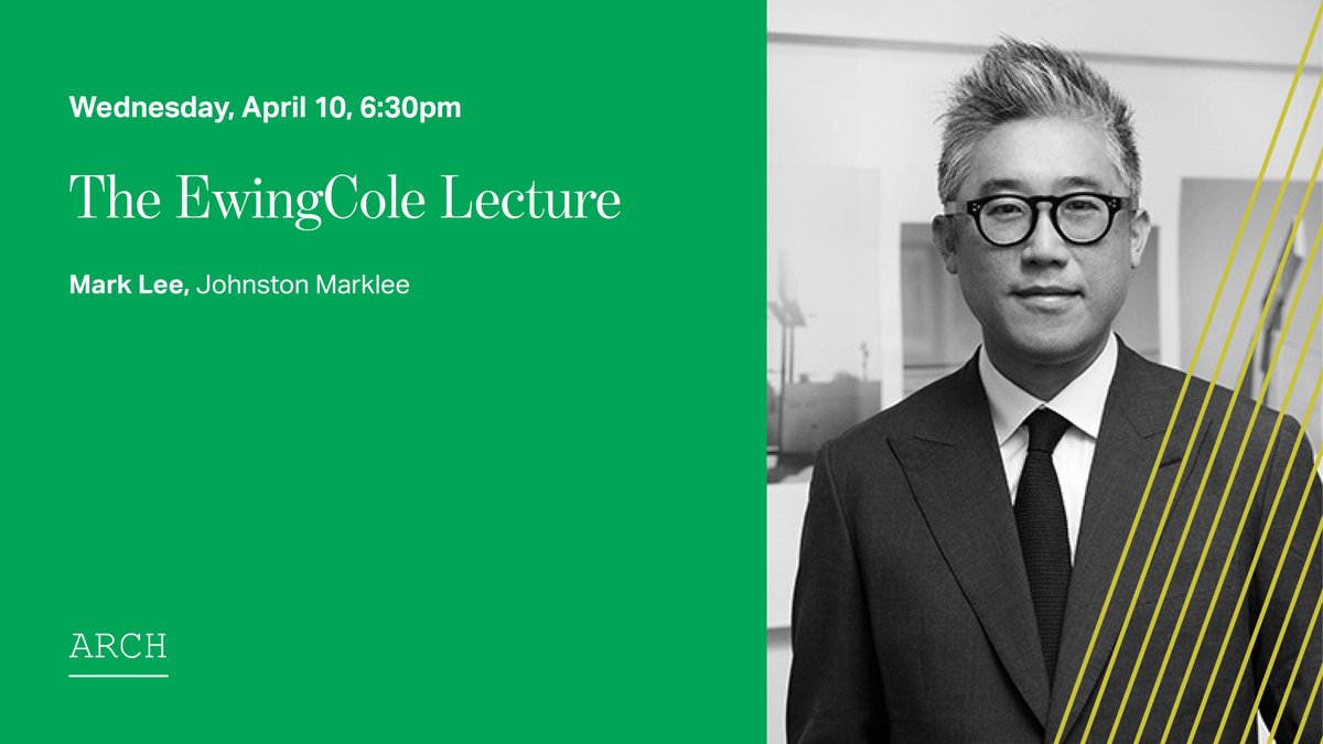 Yomorrow, 6:30pm. Join us for the EwingCole Lecture from Architecture, given by Mark Lee of Johnston Marklee. In his lecture, Lee will discuss current and past projects from the firm, which include new buildings and additions to a number of museums. bit.ly/3vJv1kM