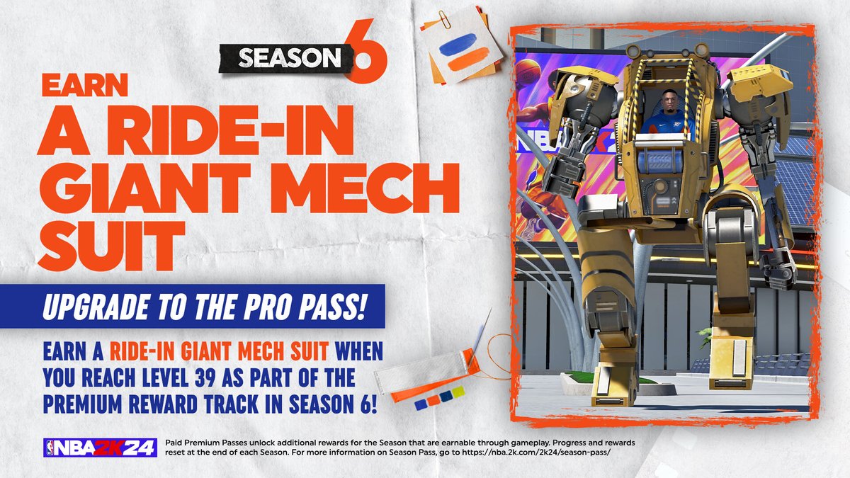 Roll through The City in a brand-new Giant Mech Suit 😳 Learn more about what you can earn when you upgrade to the Pro Pass in #NBA2K24 ⬇️ nba.2k.com/2k24/season-pa…