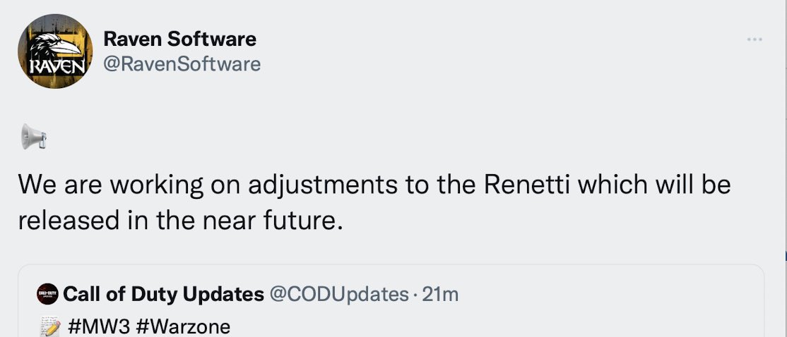 Renetti will be nerfed in an upcoming update