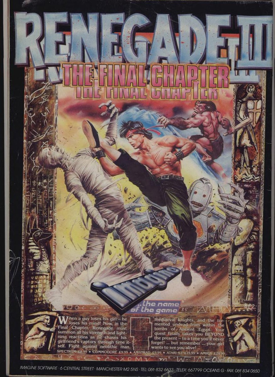 35 years ago, Imagine's Renegade III sent players back to the dinosaur era, where they battled through time to rescue the hero's girlfriend who was trapped in the future. A far cry from the mean streets brawler the series out started as - but this craziness made it a lot of fun!