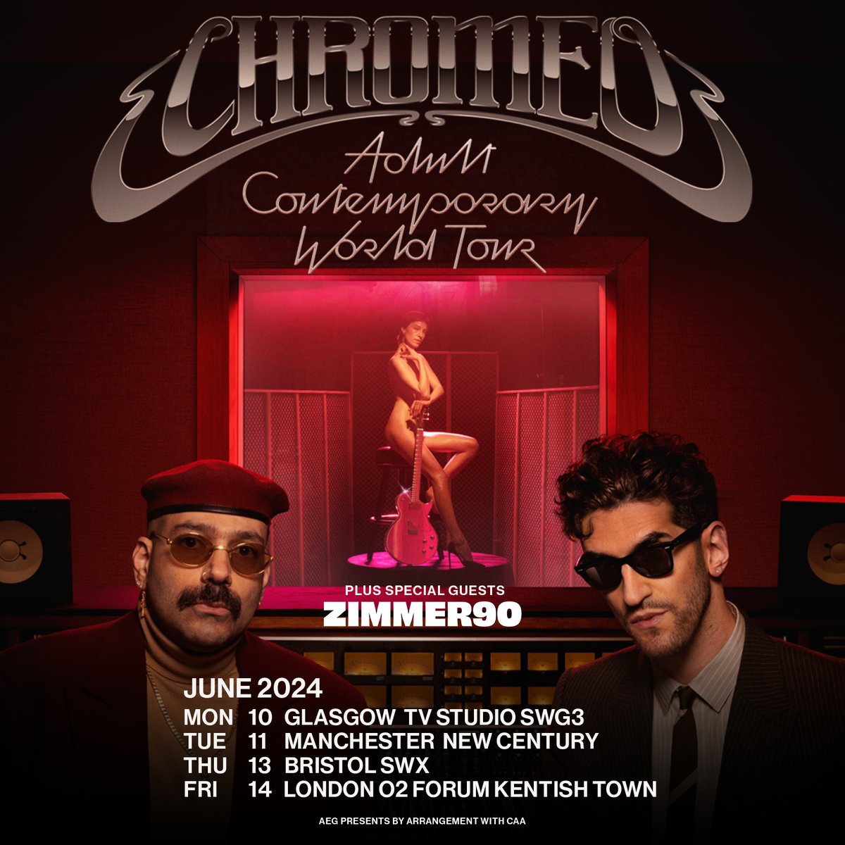 📣 @zimmer90music have just been announced as support for @Chromeo here on Fri 14 Jun. Secure your tickets now 👉 amg-venues.com/Nxq350Rbxib