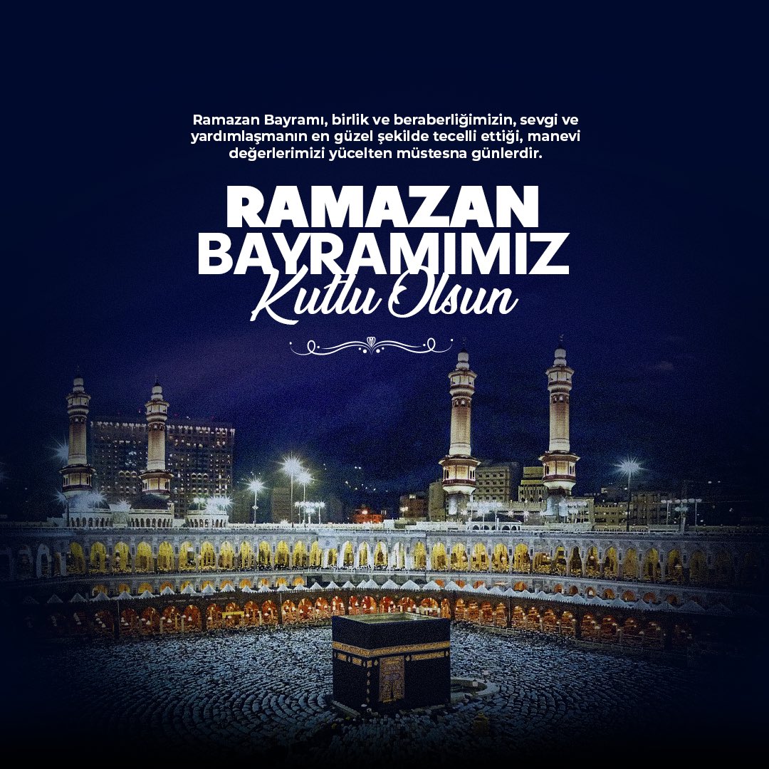 Birlik ve beraberlik duygularının yoğunlaştığı, manevi duyguların zirveye ulaştığı mübarek Ramazan ayının ardından, sevgi ve hoşgörünün simgesi mübarek #RamazanBayramı'na erişmenin mutluluğunu yaşıyoruz.

Ramazan Bayramı, birlik ve beraberliğimizin, sevgi ve yardımlaşmanın en