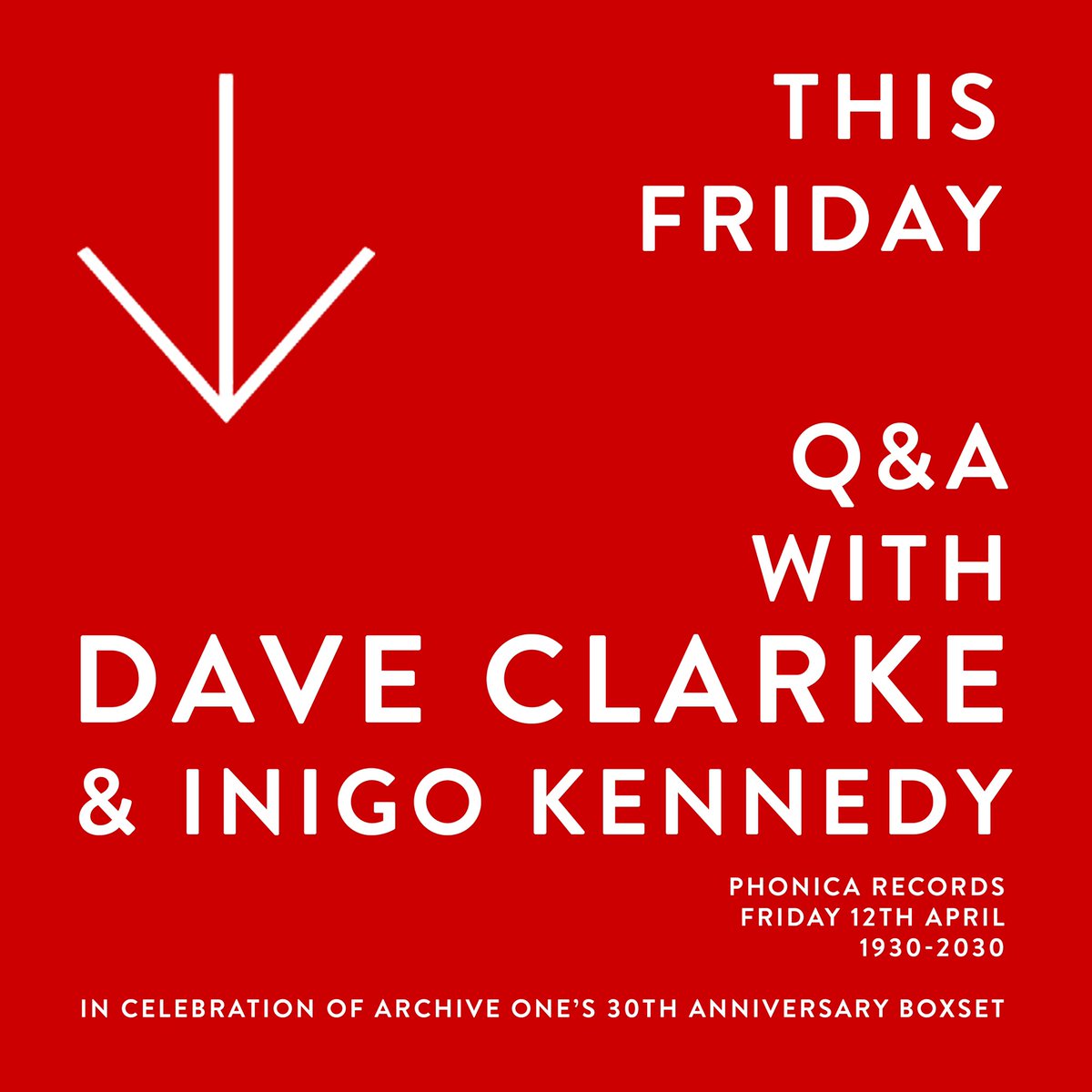 Skint Records (@skintrecords) on Twitter photo Ever wondered about what goes on inside the 'Baron of Techno's mind? 🤯
Join <a href="/DJDaveClarke/">Dave Clarke</a> for a live Q&A at <a href="/phonicarecords/">Phonica Records</a> this Fri in celebration of the Archive One box set release 🚨 Ever wondered about what goes on inside the 'Baron of Techno's mind? 🤯
Join <a href="/DJDaveClarke/">Dave Clarke</a> for a live Q&A at <a href="/phonicarecords/">Phonica Records</a> this Fri in celebration of the Archive One box set release 🚨