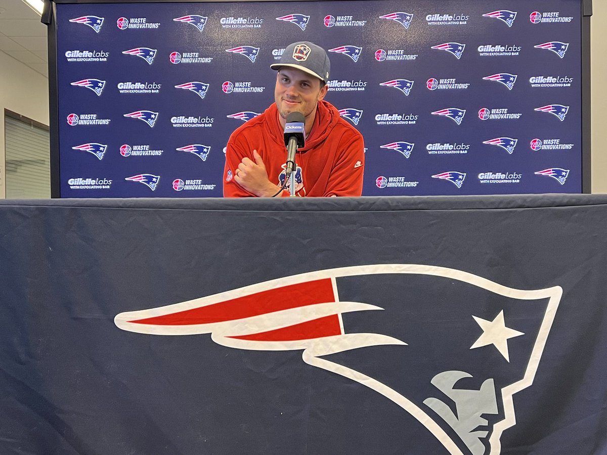 Happy Hunter. Themes from his Q&A with reporters: How much he wanted to be part of the Patriots’ rebuild … and Jerod Mayo’s energy and command of a room making an early impression.