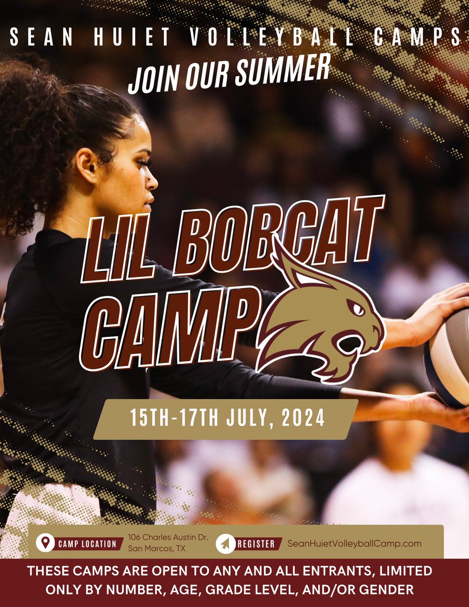 Lil Bobcat Camp! July 15th-17th! Register at SeanHuietVolleyballCamp.com 😼🏐