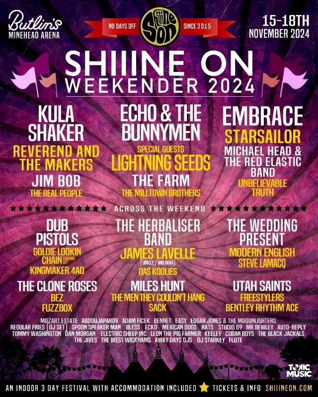 Festival announcement 🙏 Buzzing to announce we are playing this years @ShiiineOn_ festival with the likes of @kulashaker @Starsailorband Grab your tickets now homies 🤟 #shineonfestival #musicfestival #livemusic