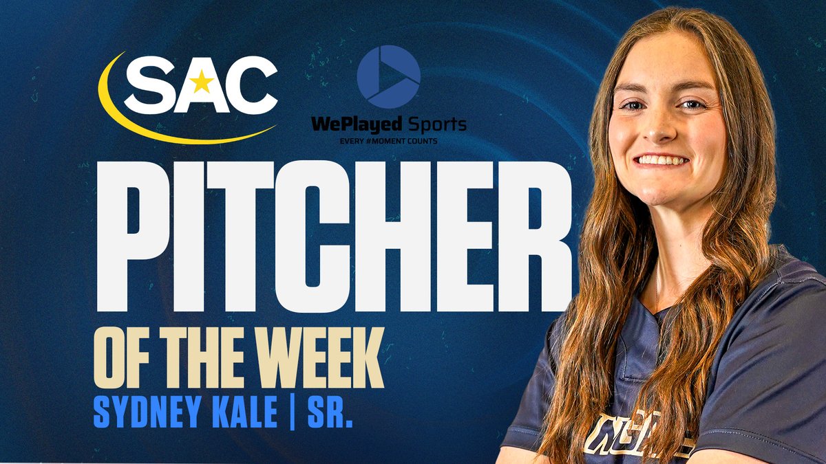 SAC Pitcher of the Week! Sydney Kale earns the honor, tossing a pair of complete-game shutouts for #11 @WingateSoftball !! Her week was highlighted by a PERFECT GAME with 9 strikeouts against Emory & Henry Saturday! Story | shorturl.at/brsuz #OneDog
