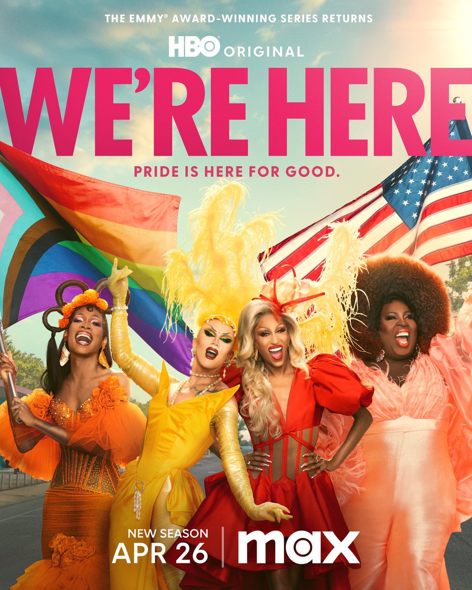 Pride is here for good. #WereHere returns to @HBO @StreamonMax on April 26th!