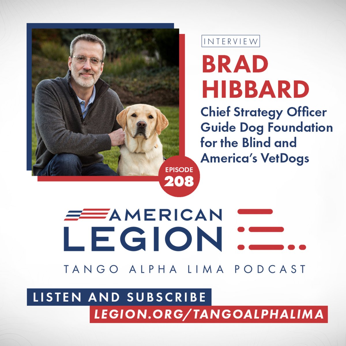 It’s an exciting day when America's VetDogs program graduates Stacy Pearsall and Joe Worley get to interview Brad Hibbard, Chief Strategy Officer for America’s VetDogs and the Guide Dog Foundation on the @AmericanLegion podcast 🤩 Listen here: tangoalphalima.fireside.fm/208