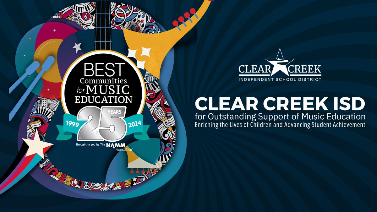 Clear Creek ISD is a nationally-recognized school district for its commitment to music education! The district was awarded the Best Communities for Music Education Award from the National Association of Music Merchants (NAMM) Foundation. More: bit.ly/4cNnJ01