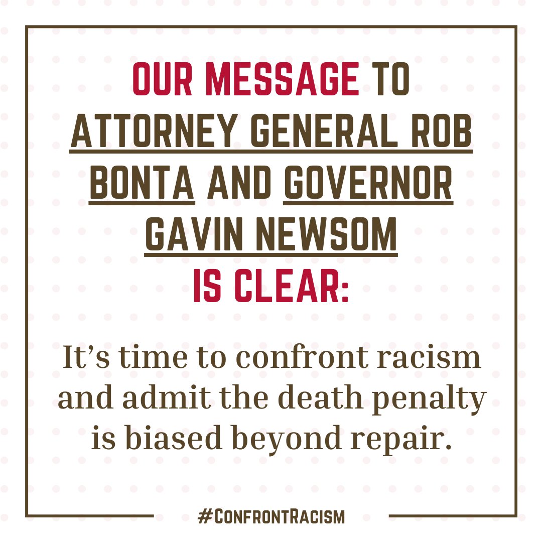In California, Black people are 4x more likely to be sentenced to death than non-Black people for the same acts.

It’s time to confront racism &amp; admit CA’s death penalty is #BiasedBeyondRepair. <a href="/AGRobBonta/">Rob Bonta</a> <a href="/GavinNewsom/">Gavin Newsom</a>

Our statement: naacpldf.org/press-release/…