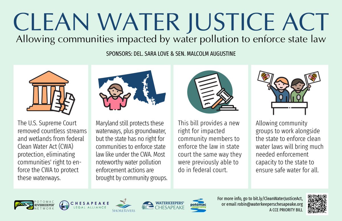 A major win for environmental justice in MD -- the legislature has passed the Clean Water Justice Act! Now communities imperiled by pollution have the right to sue under the state's clean water laws. 

Read more: ow.ly/VbKF50RbyOJ