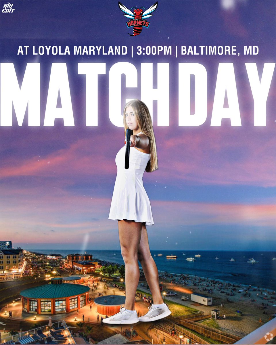 🗣️MATCH DAY 🎾 🆚 Loyola University Maryland ⏰ 3:00 P.M. 📍Baltimore, MD. 🏟️ McClure Tennis Center at Ridley Athletic Complex #GoHornets #MakeAStatement #LeagacyandPride