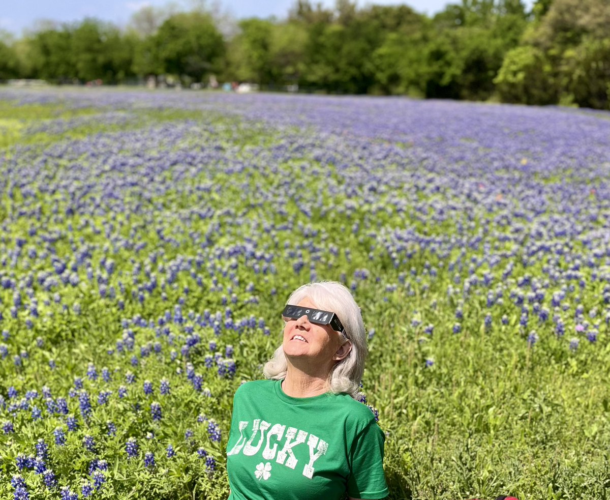 VERY COOL indeed! #Eclipse2024 🌑 In the midst of Texas’ blue bonnets, my daughter and I watched the eclipse, a timeless moment, on the family farm.