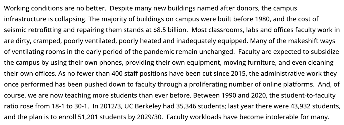 Testimony from @FacultyBerkeley on what the decline in tenure density and increase in workload feels like at the campus level. twitter.com/FacultyBerkele…