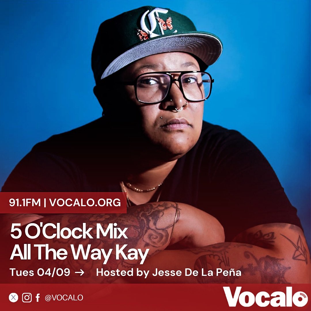 jessedelapena's tweet photo. Check out @AllTheWayKay today on the "5 O'ClockMix" on @Vocalo 91.1fm hosted by JDLP  (5-6pm CST) https://t.co/CyGk18iGv1 04.09.24 https://t.co/JJqWV3koxX